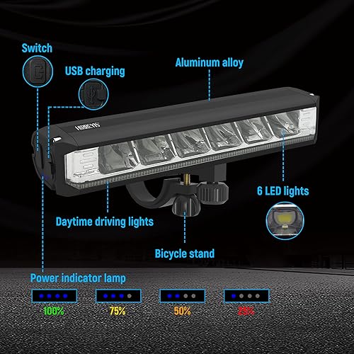 Miniatura 2 de HIRREYIS Luz LED súper brillante para bicicleta, potente USB recargable, 5 modos, luz trasera impermeable para bicicleta, luz de circulación diurna,
