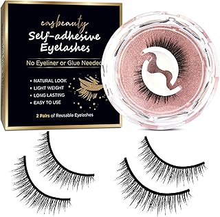 EASBEAUTY Self Adhesive Eyelashes, Reusable Adhesive Eyelashes, Reusable Self Sticking, Reusable Adhesive Eyelashes Natural Look, No Glue Eyelashes(2 Pairs)