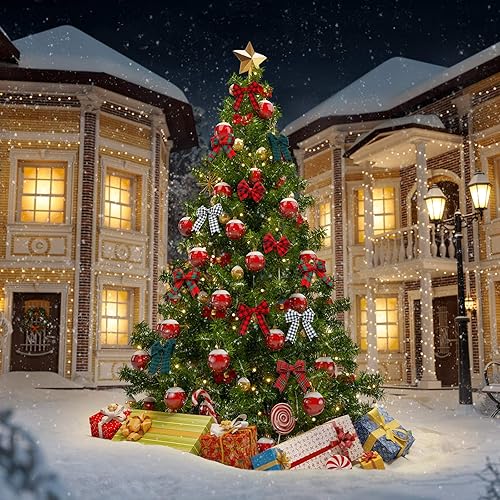 Miniatura 5 de WILLBOND 6 rollos de cinta de Navidad de 26.4 yardas, cinta de Navidad a cuadros de búfalo de Navidad, cintas de borde con alambre, cinta de