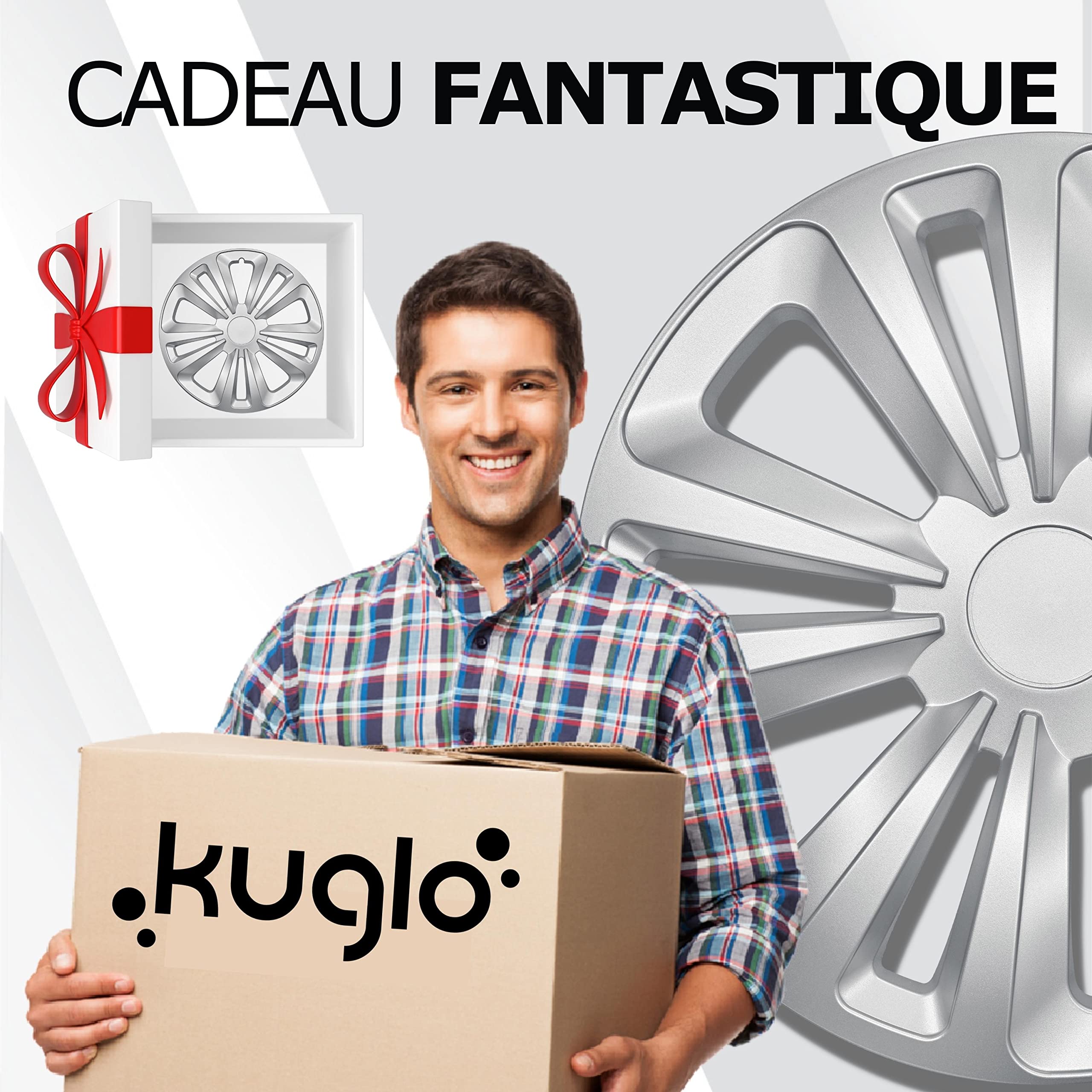Kuglo T-Rar 4 enjoliveurs 16 Pouces Argent pour Jantes Acier