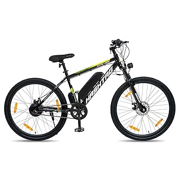 Geekay Hashtag 26T Single Speed Electric Cycle with Front Suspension and Dual Disc Brakes - Black Green