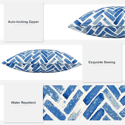 Miniatura 3 de Melody Elephant Paquete de 2 fundas de almohada lumbar para exteriores, para todo tipo de clima, 12 x 20 pulgadas, fundas de almohada para