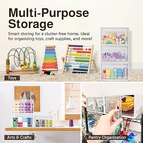 Miniatura 7 de Reli. Cajas de zapatos (paquete de 14)  Cajas de almacenamiento transparentes apilables  Caja de almacenamiento de plástico con orificios de