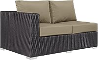 Vista 33 de Modway Convene - Sofá biplaza de mimbre para patio al aire libre con cojines en color beige espresso