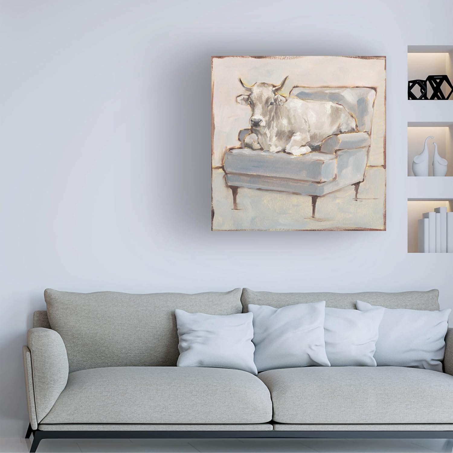 Wrapped Canvas Wall Art - Ethan Harper 'Moo-ving in III' Wall Art for Living Room, Bedroom, or Office Décor - 24x24