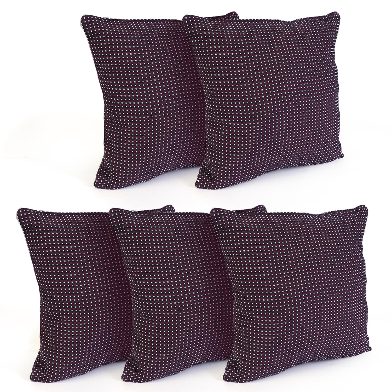 COMFORT WEAVE Set of 5 100% Cotton Decorative Throw Pillow/Cushion Covers (16 inch X 16 inch)