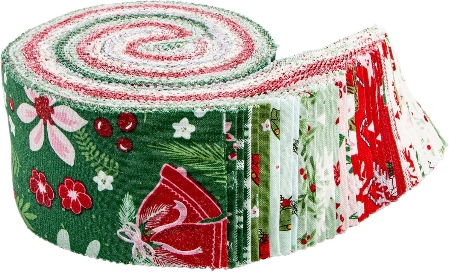 Beverly McCullough Mistletoe & Holly Rolie Polie 40 2.5-inch Strips Riley Blake RP-16400-40