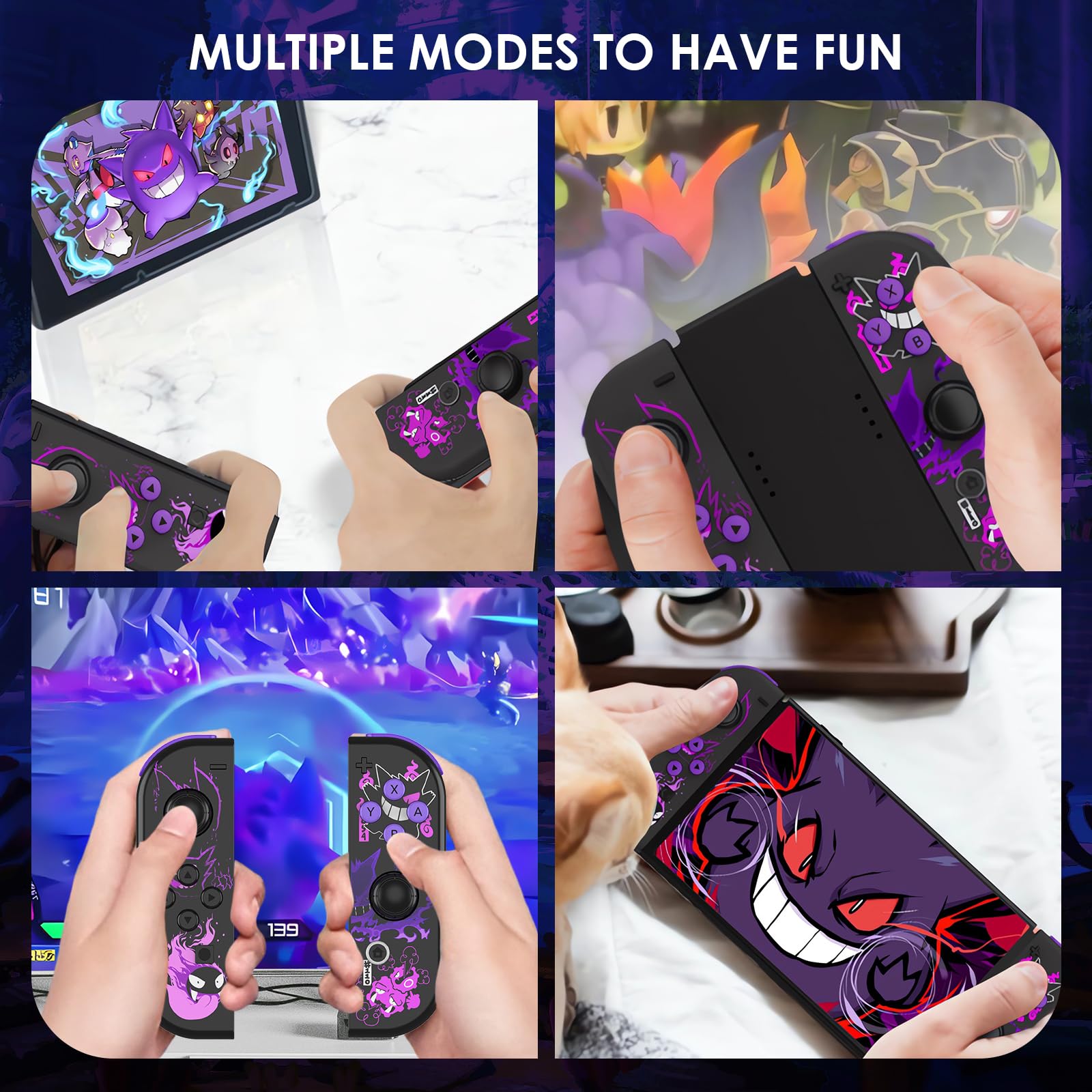Replacement L/R Switch Controller Work with Switch/Lite/OLED Console,Wireless Controller Support Dual Vibration,6-Axis Gyro,Wake-up,Motion Controls,Screenshot-Purple — view 6