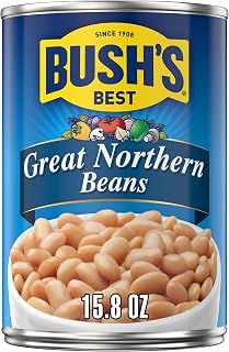 BUSH'S BEST Canned Great Northern Beans, Source Of Plant Based Protein And Fiber, Low Fat, Gluten Free, 15.8 oz