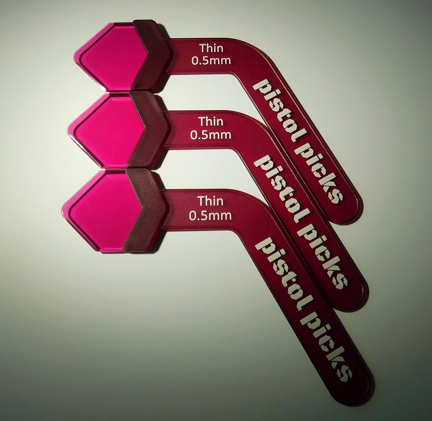 Pistol Picks Guitar Picks Thin (0.50mm) 3Pack (Red