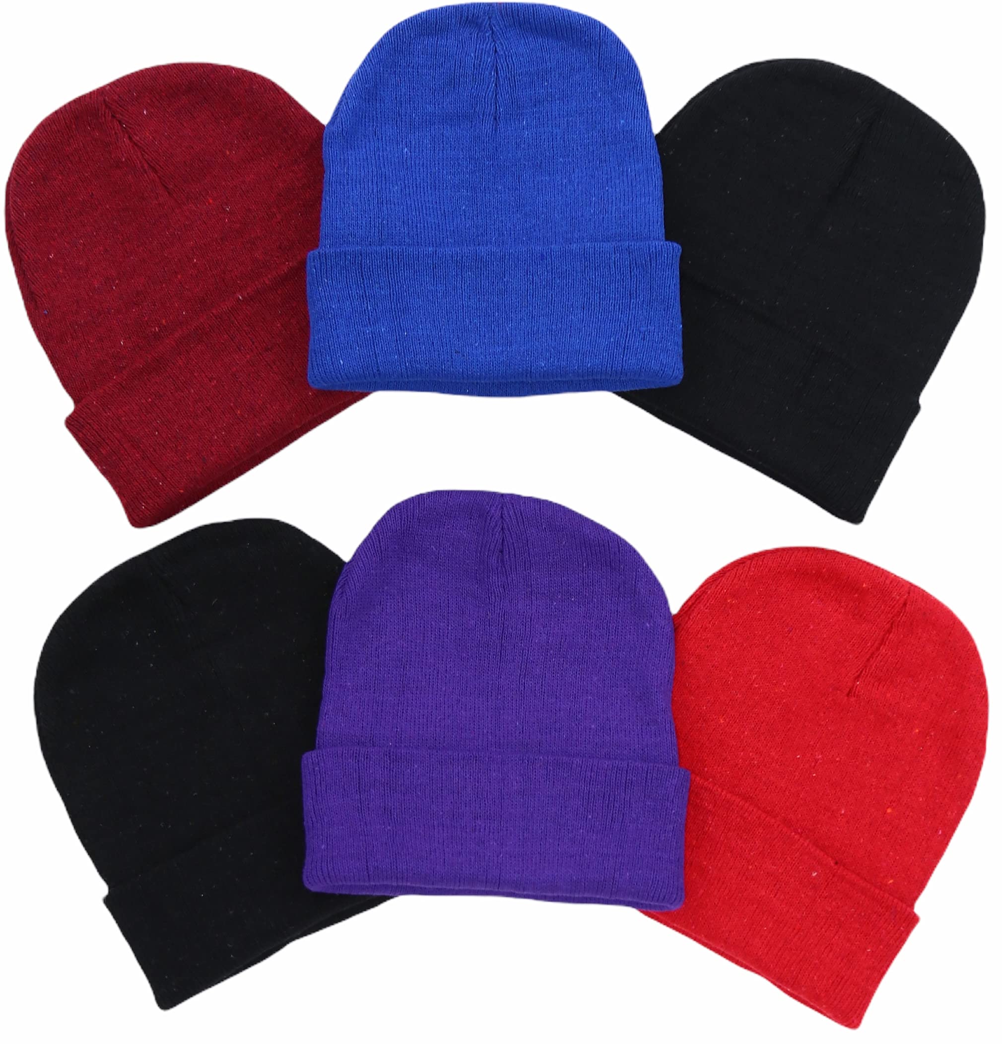 ToBeInStyle 6 Pack Kids' Soft &amp; Stretchy Knitted Acrylic Winter Beanies