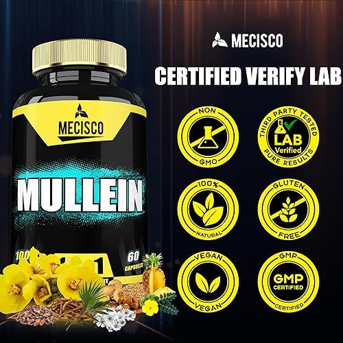 Miniatura 6 de Mecisco Suplemento de hoja de gordolobo con raíz de ginseng Panax, Cordyceps Sinensis y más - 60 cápsulas - Apoyo 11 en 1 para la salud