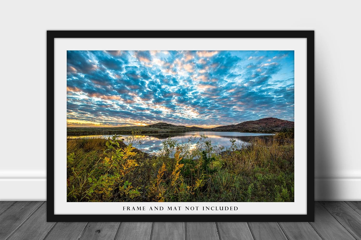 Landscape Photography Print (Not Framed) Picture of Scenic Sky Over Lake at Sunset on Autumn Evening in Wichita Mountains Oklahoma Great Plains Wall Art Nature Decor (12" x 18")