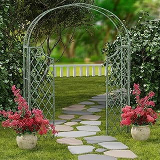 10 Outdoor Patio Trellis Ideas for Shade and Vertical Style 79 SAFAVIEH Outdoor Collection Jaida Victorian Antique Dark Green Wrought I...