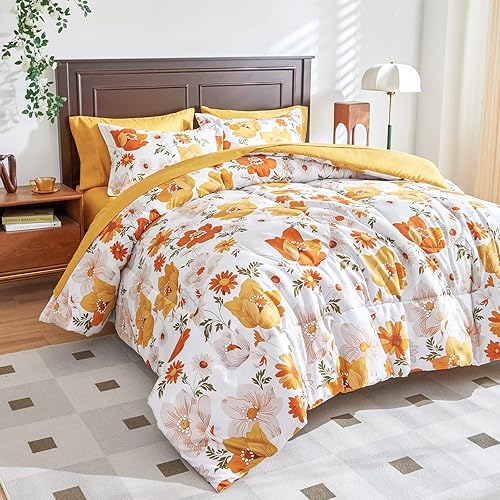 Miniatura 10 de UOZZI BEDDING Bed in a Bag - Juego de edredón reversible de microfibra suave para todas las estaciones (1 edredón, 2 fundas de almohada, 1 sábana