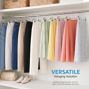 ZOBER Metal Pants Hangers with Clips, Skirt Clothes Hangers, 20 Pack