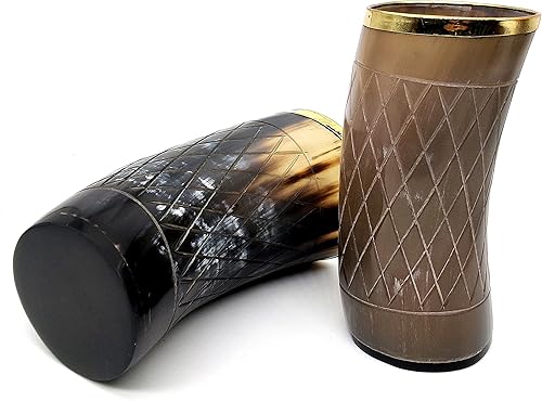 Miniatura 4 de Cuerno vikingo vasos con anillo de latón, vaso de cerveza Ale, copa de vino, jarra, vaso medieval, vaso de cuerno de buey, vasos A hecho a mano de