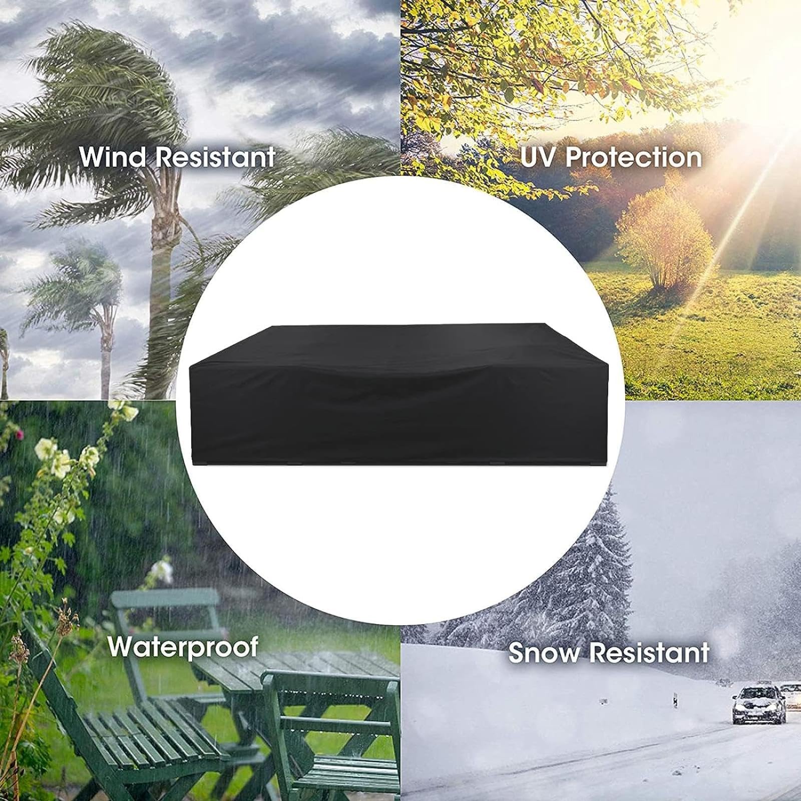 Fundas rectangulares para patio, resistente, 240 x 100 x 100 cm, resistente al viento, impermeable, tela Oxford resistente 600D, anti-UV, funda de sofá de ratán para exteriores