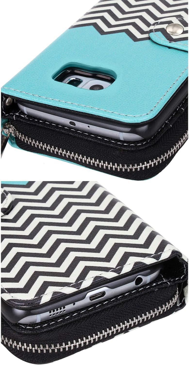 E LV Purse Case for Samsung Galaxy S6-2IN1 (CASE Cum Purse) PU Leather flip Wallet Bag Pouch Case Cover for Samsung Galaxy S6 - Zigzag