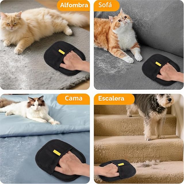 Foto 3 de 7 de 2 Guantes Quitapelos para Mascotas, Guante para Eliminar El Pelo de Perro, Guante de Depilación Electrostática