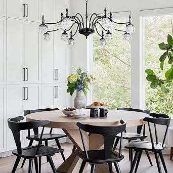 41 Vintage Crystal Chandelier - 12-Light Antique Victorian Pendant Light with Crystal Glass Shades, Modern Farmhouse Hanging Light Fixtures for Kitchen Island Living Room Office (41in)