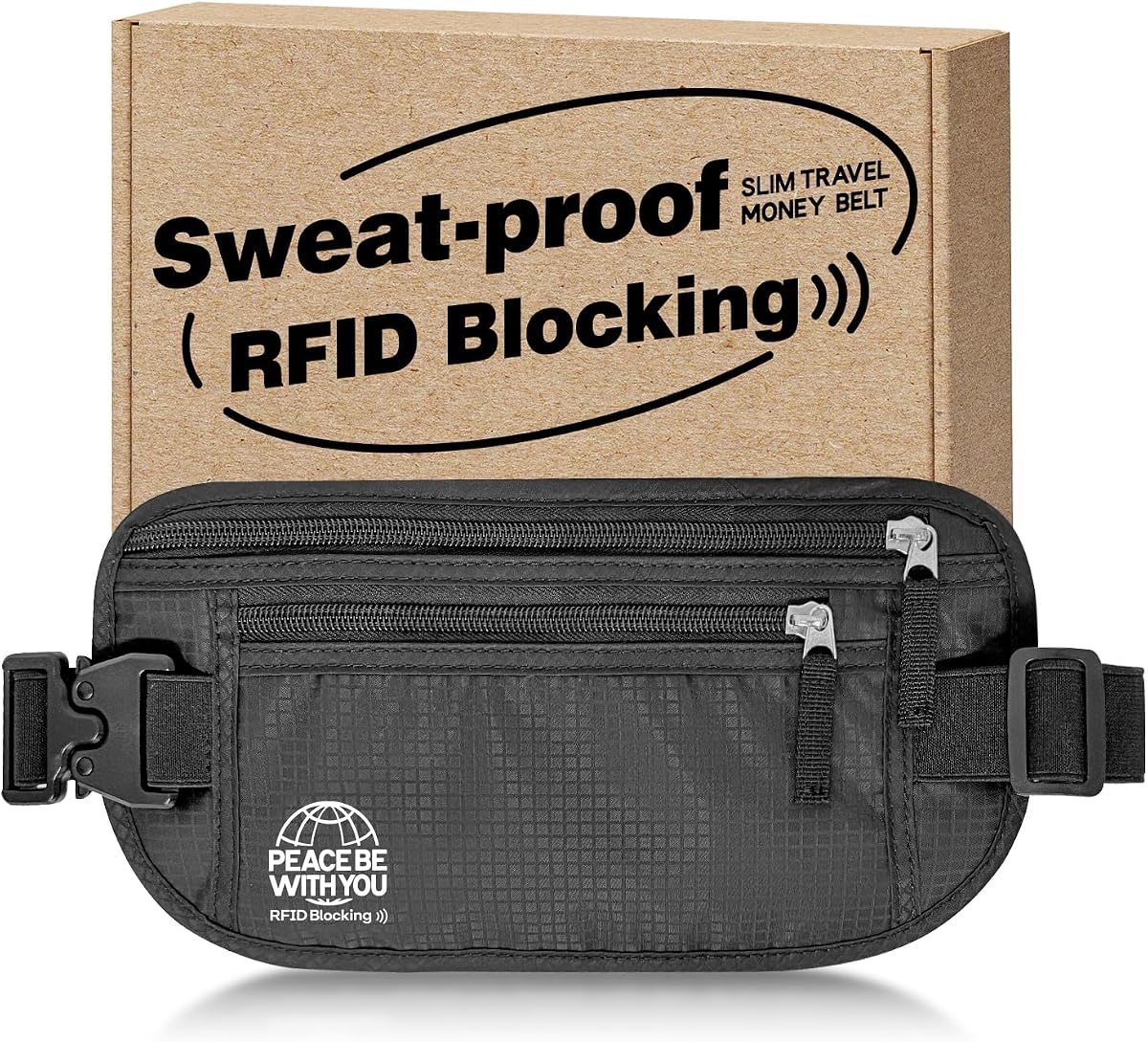 VENTURE 4TH RFID Blocking Money Belt for Travel — Black