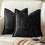 YAERTUN Pack of 2 Chenille Textured Decorative Throw Pillow Covers Accent Solid Cushion Cover Soft Cozy Pillow Case with Velvet Back for Couch Sofa Bed Living Room 16x16 Inch Cream White