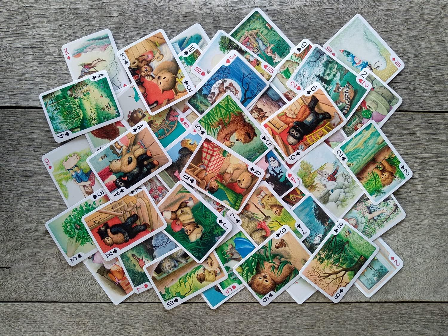 Kids Story Playing Cards (Poker Deck 54 Cards All Different) Vintage Retro Children Book Illustration by Garth Williams