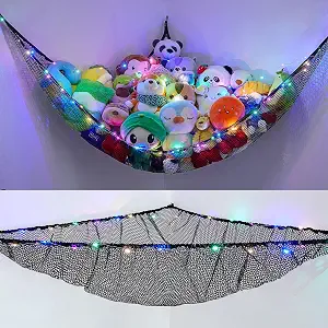 Stuffed Animals Hammock with LED Light - Toy Net and Room Decor