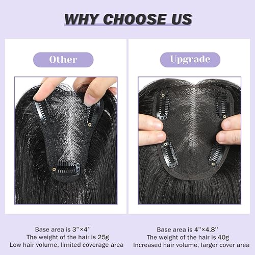 Miniatura 4 de lagomance Cubrecabello humano 100% real para mujeres con cabello delgado, cabello humano Remy para mujeres, piezas de cabello humano real para