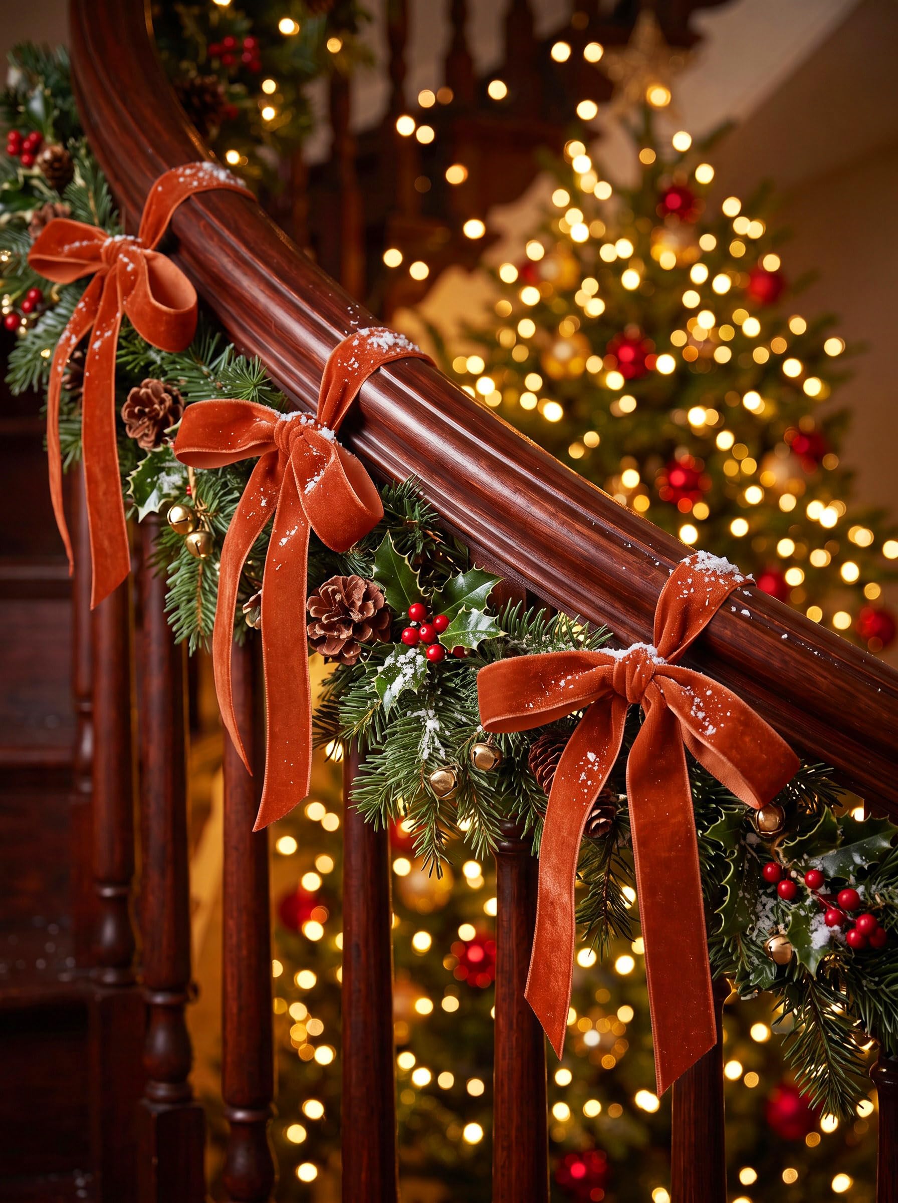 Cinta de terciopelo naranja quemado de 1 pulgada y 25 yardas para árbol de Navidad, envoltura de regalos, ramo de flores, decoración de coronas, fabricación de lazos
