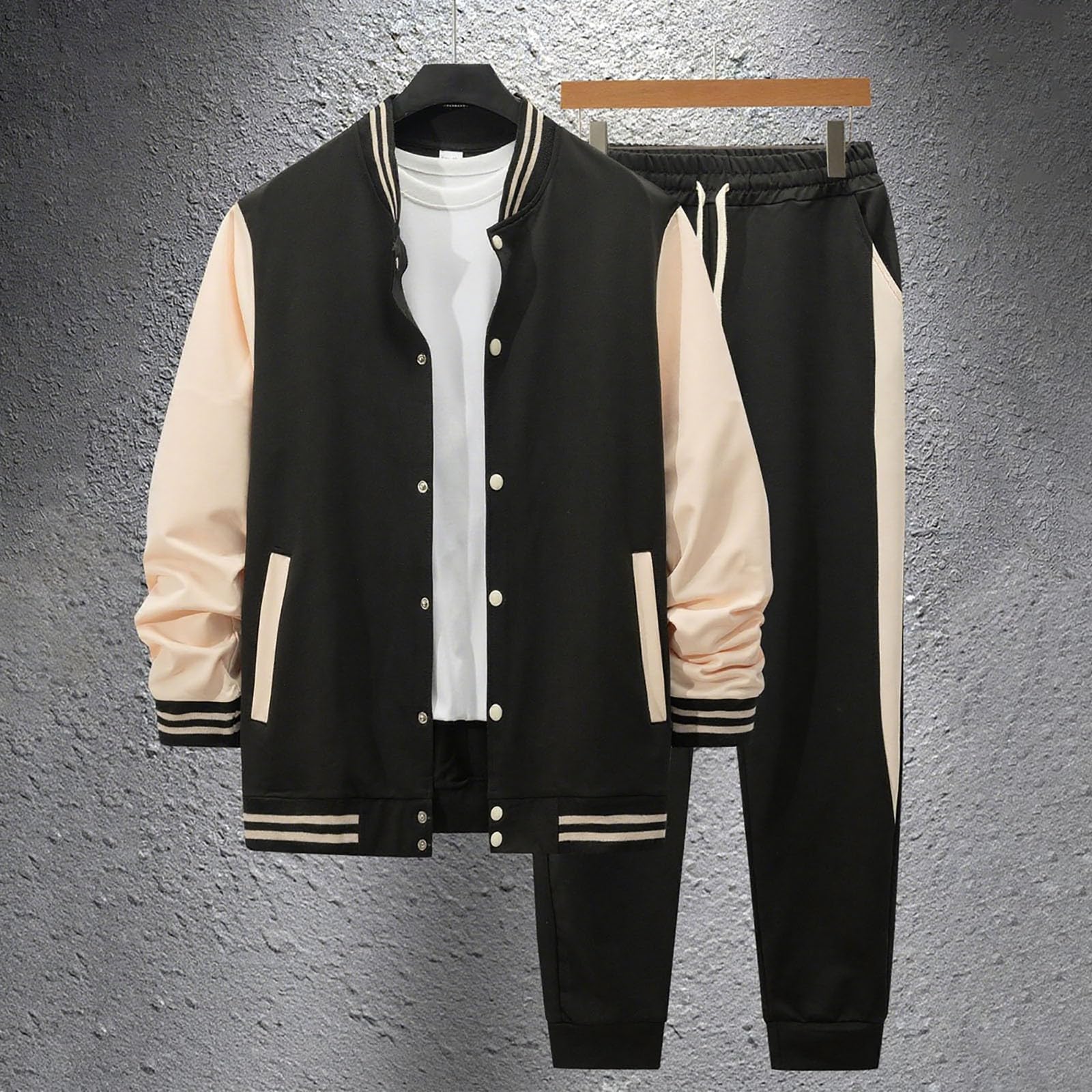 Generisch Tuta sportiva casual da uomo, set composto da giacca e pantaloni, elegante e versatile, perfetto per l'uso quotidiano e le attività all'aperto