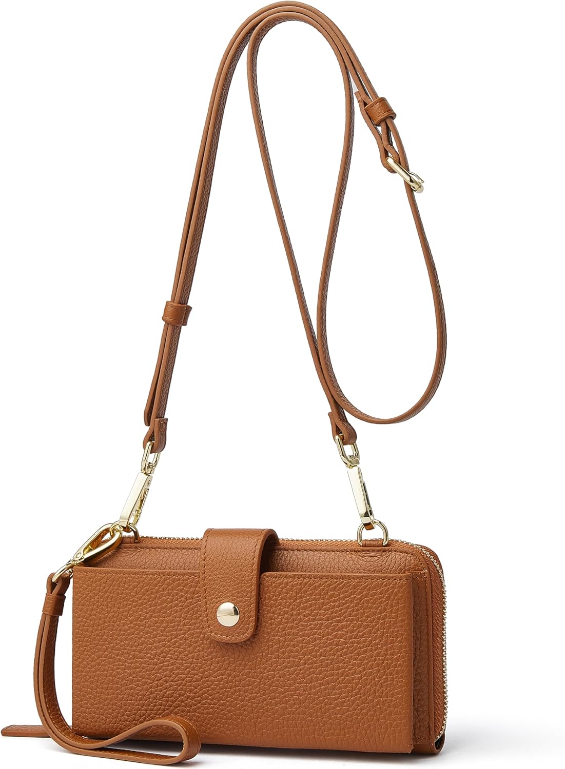 DORIS&JACKY Small Crossbody Cellphone Purse for Women, Leather Wristlet Wallet RFID Blocking Clutch Bag with Two Straps | RFID Blocking