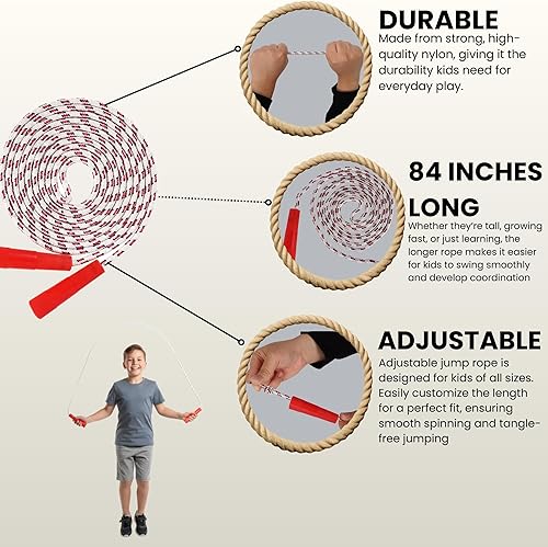 Miniatura 2 de ArtCreativity 84 Inch Nylon Ropes for Kids - Pack of 12 - Durable Jump Ropes with Plastic Handles - Healthy Indoor and Outdoor Activity, Classroom