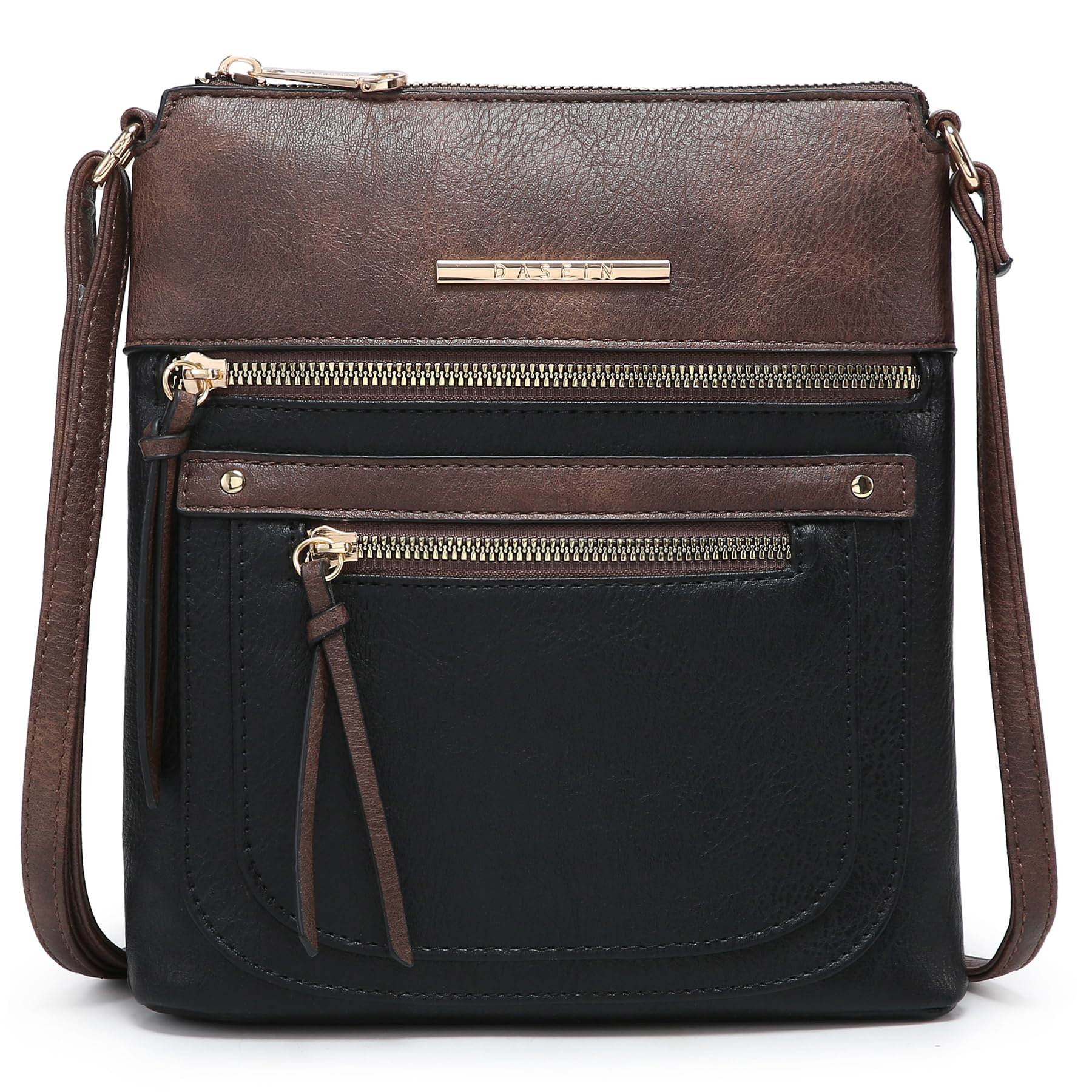 DaseinCrossbody Purse for Women Vegan Leather Shoulder Handbags Messenger Bags with Multi Zipper Pockets