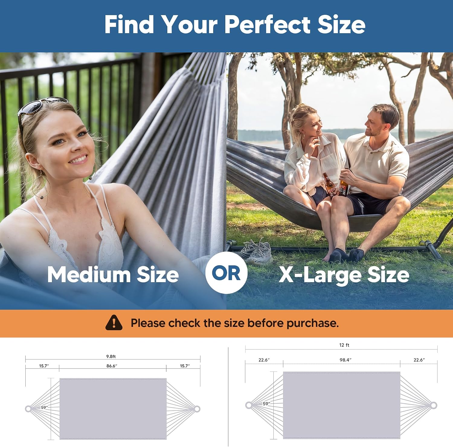 Condition photo showing New/Like New for suncreat medium size tree hammocks for outside, patio hammock without stand, light gray light gray medium