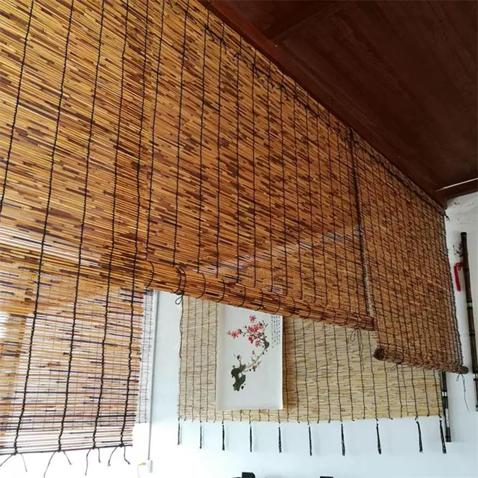 Estores de Bambú Natural,Persianas enrollables y estores, Persiana Enrollable para Interiores y Exterior, Cortinas Opacas,Personalizable (105 x 210 cm)