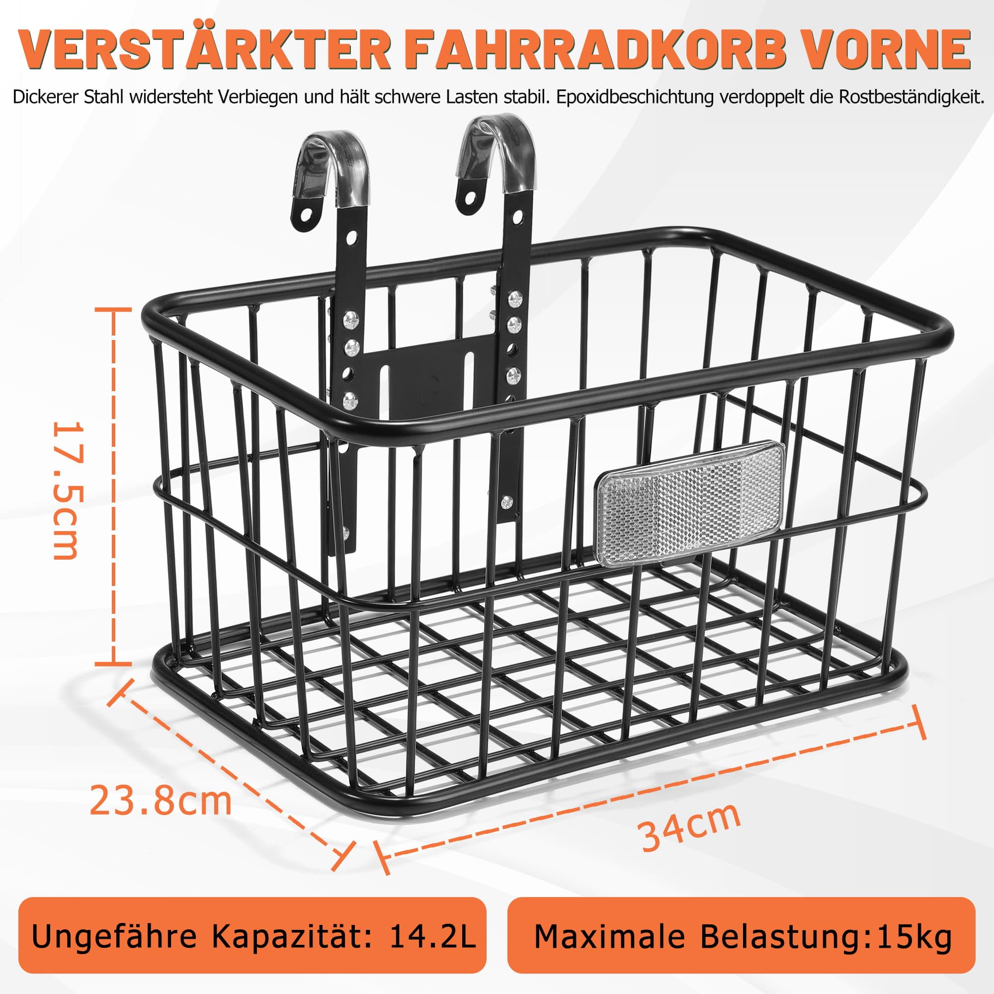 CDYWD Fahrradkorb Vorne für mit Herausnehmbarer Innentasche, Groß Lenkerkorb Fahrrad Herren & Damen, Korb Fahrrad Vorne für Ebike, Scooter, Mountainbike, Rennradfahren, Citybike, Beach Cruiser