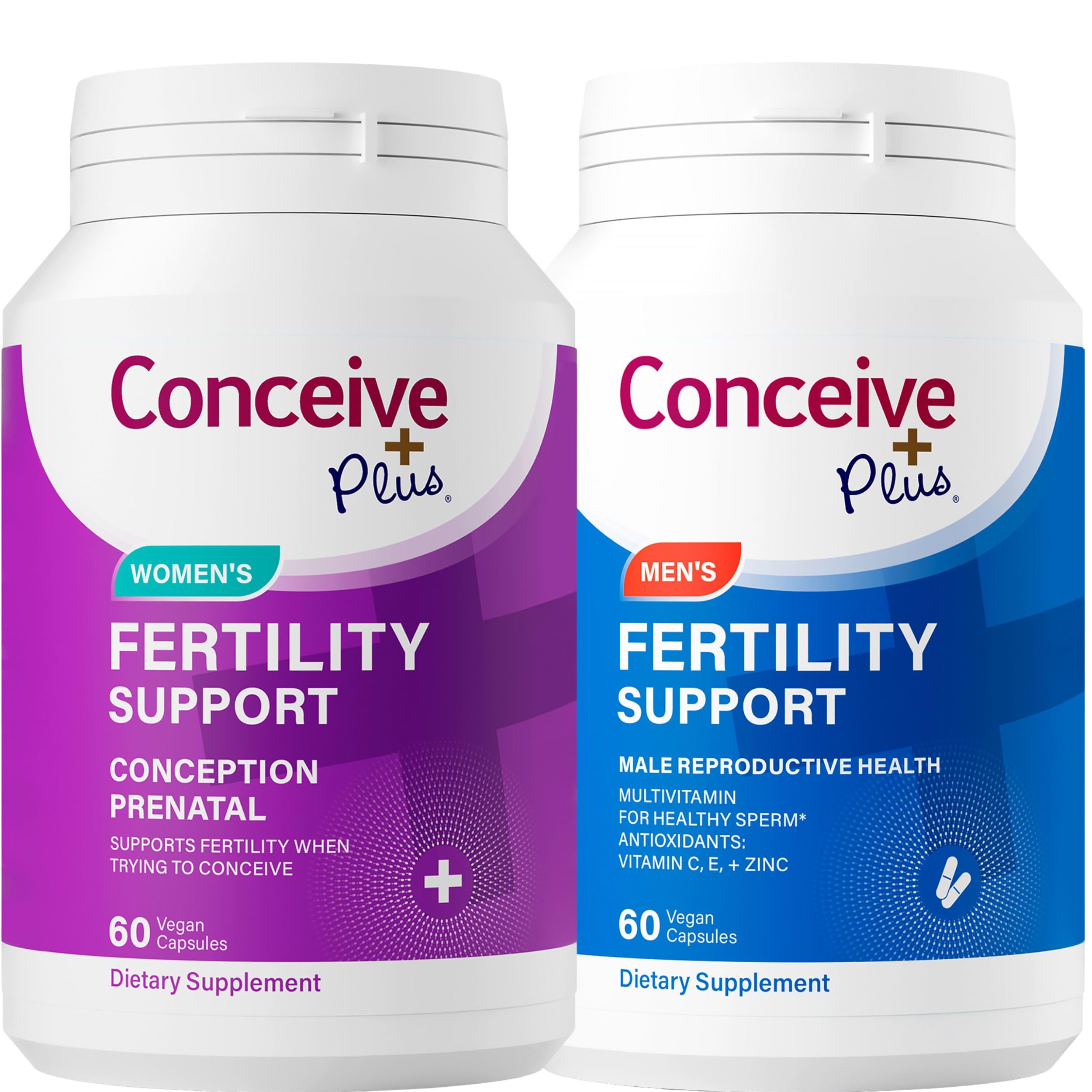 CONCEIVE PLUS Fertility Supplements for Women & Men | 30-Day Supply Fertility Support Bundle | Premium Fertility Vitamins for Male and Female Conception | 2 x 60 Soft Capsules