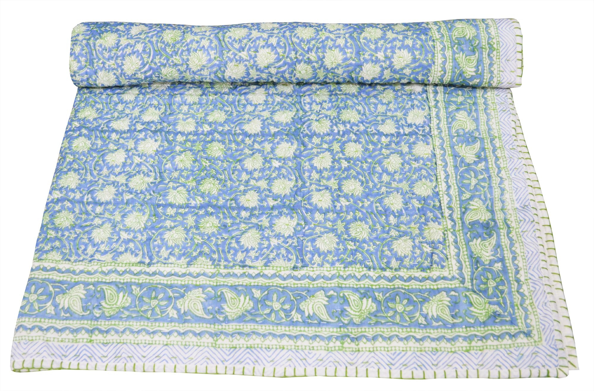 Couvre-lit bébé Kantha en coton imprimé floral Aashita Creations 1052