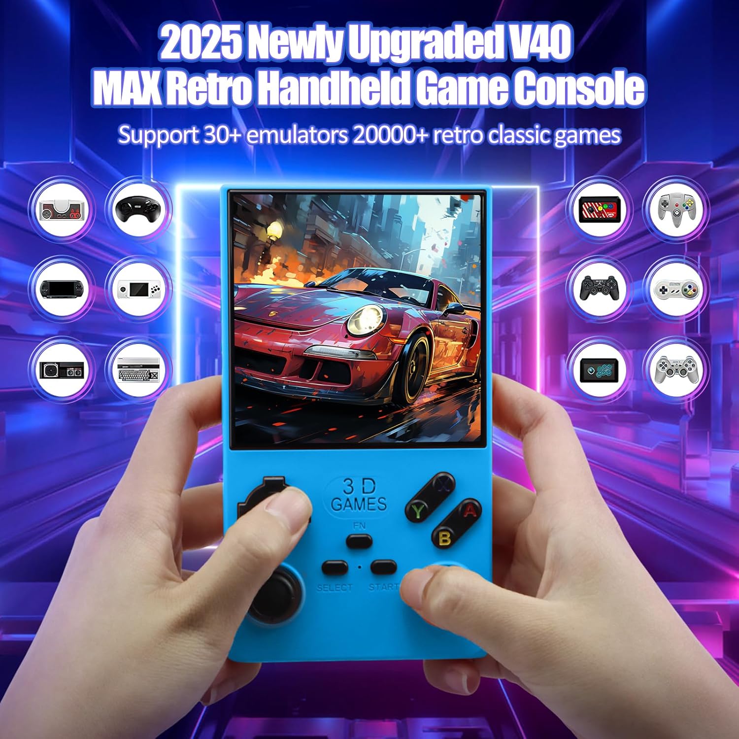 2026Newly Upgraded V40 MAX Retro Handheld Game Console with 256G Built-in 20000+ Classic Games, 4.0 Inch 4K HD IPS Screen Open Source Linux System, 4000mAh Battery, Portable Pocket Video Game Console - Image 2