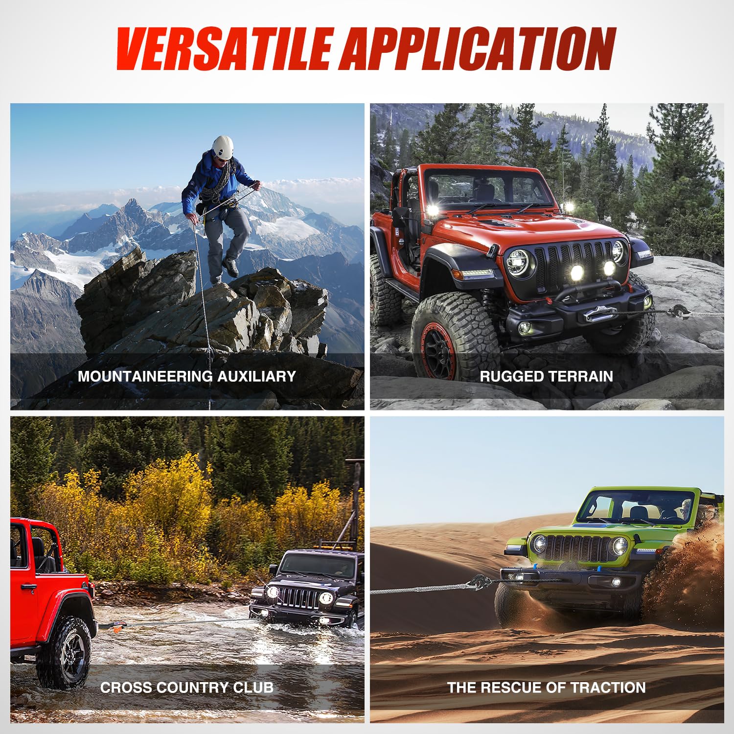 Nilight Synthetische Seilverlängerung 3/8 Zoll x 50 Fuß 11,3 kg ATV Winde Verlängerungskabel Ersatz Abschleppseile Linie für Geländewagen Polaris ATV UTV LKW SUV Jeep, Grau