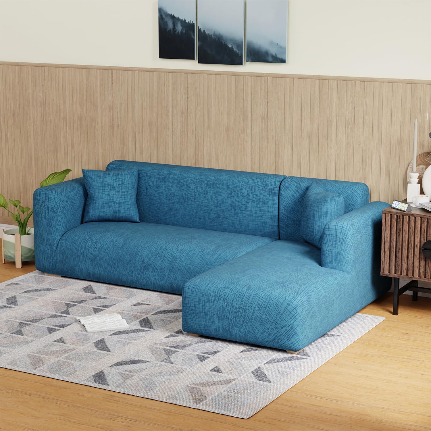 Lukzer Polyester & Spandex L-Shaped Sofa Cover For Living Room Furniture, Flexible Slipcover For Couches And More (Right Hand Side, Blue Lining) (B0D1CBMF1Z) Amazon Price History, Amazon Price Tracker