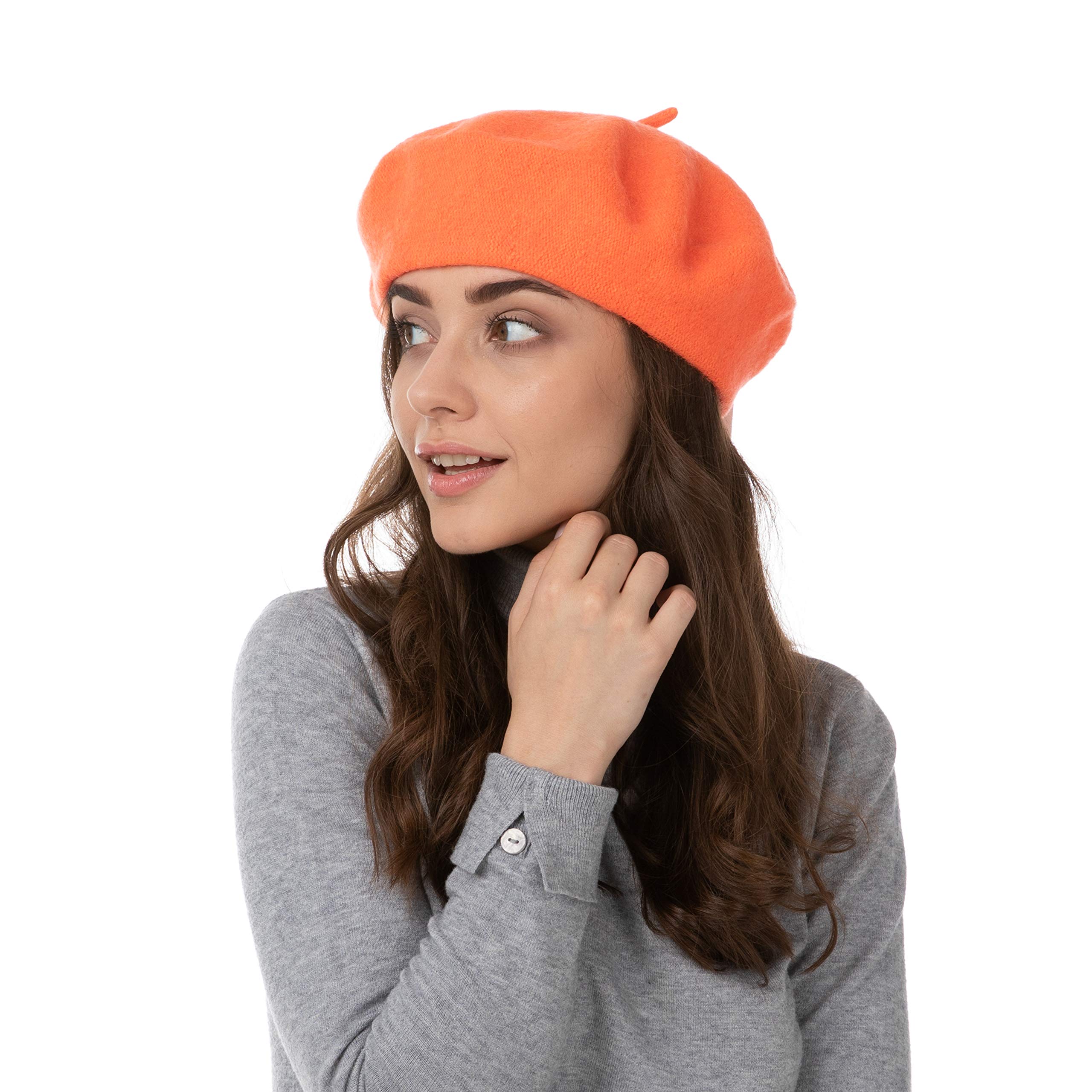 French Style Solid Color Wool Berets Beanies Cap Hats Vintage Hat (Orange)