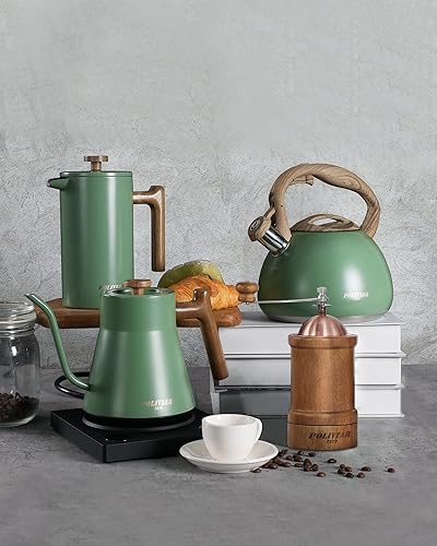 Miniatura 2 de POLIVIAR - Molinillo de café manual, molinillo de granos de café con rebabas de cerámica ajustables, molinillo de café de mano de madera