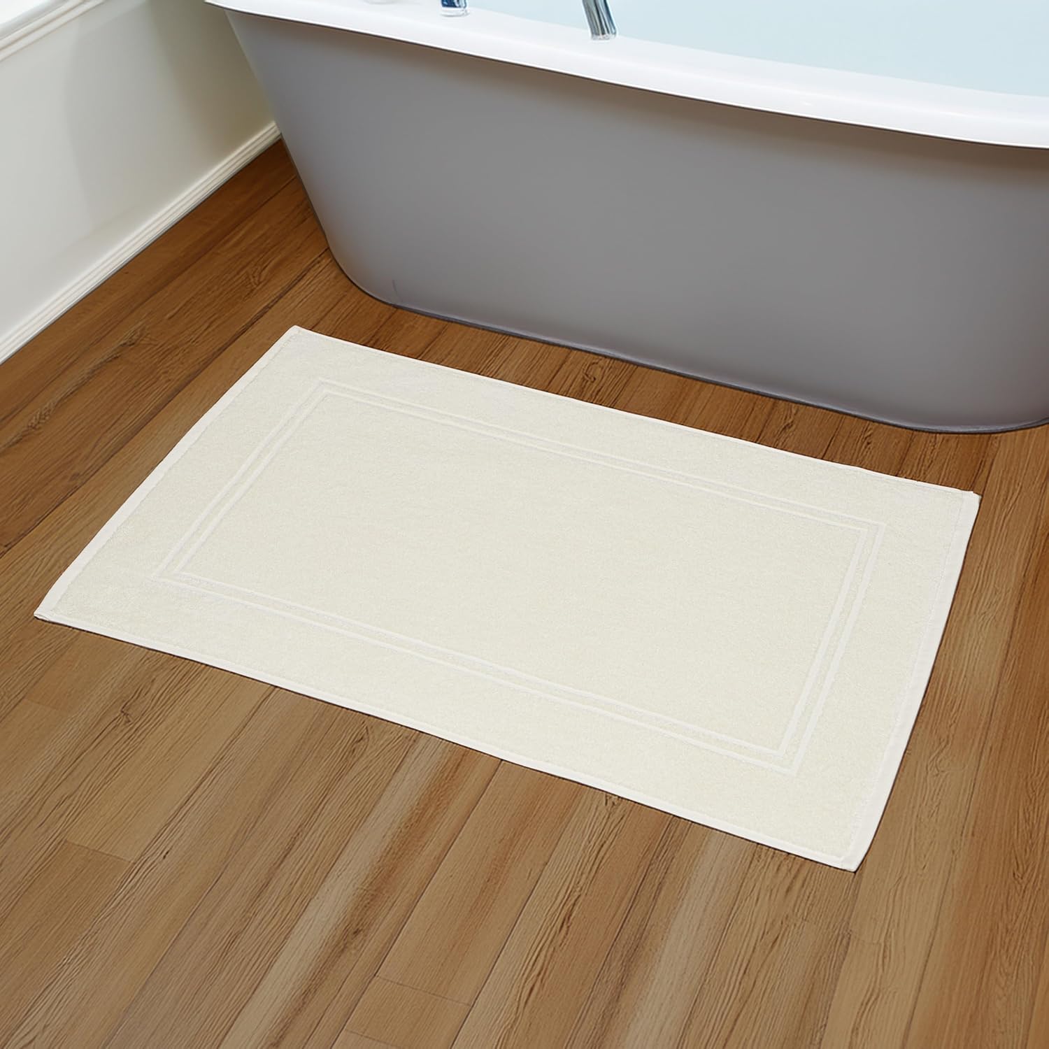 Tens Towels Pack of 2 Bath Mats 100% Cotton, 20 x 32 Inches, Super Absorbent, Hotel Quality Premium Floor Towels, Luxurious, Soft & Quick Dry, Not a Bathroom Rug (Ivory)