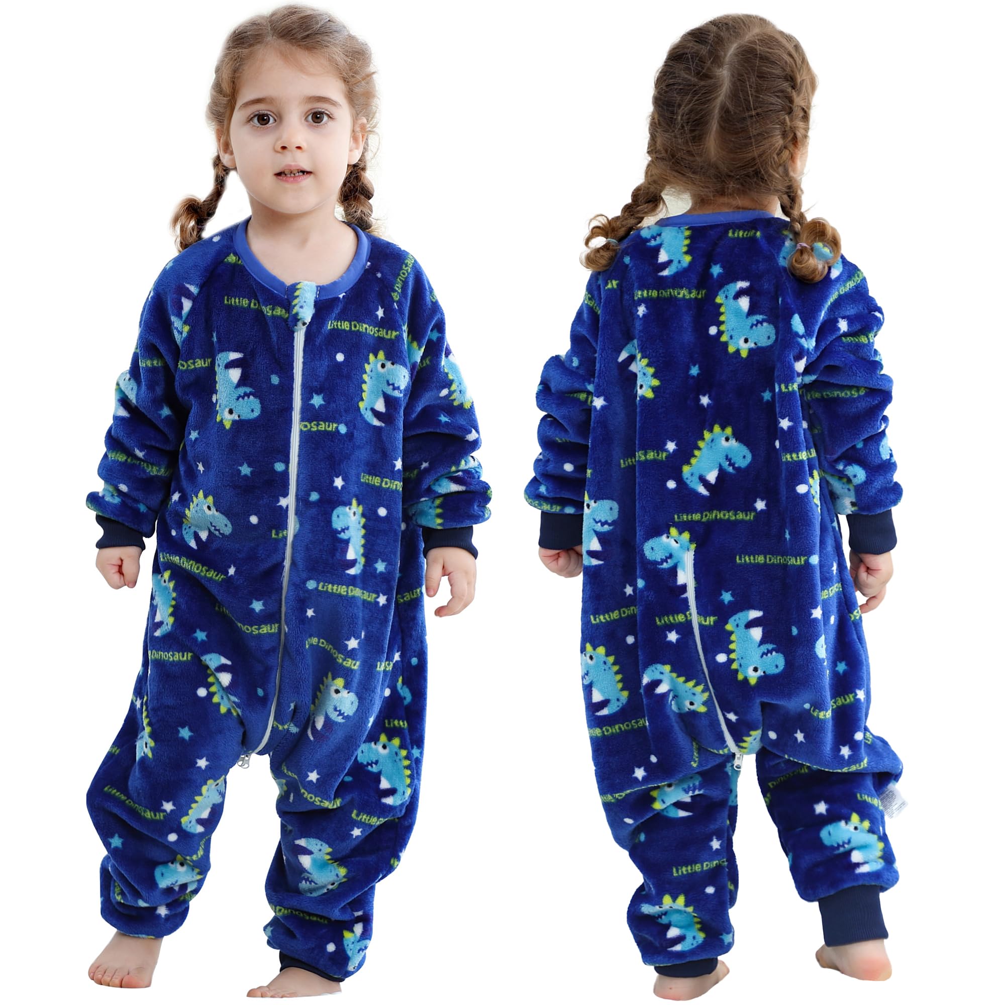HAHASHOW Babywinterslaapzak met voeten, flanel, slaapzak met lange mouwen, voor meisjes en jongens, slaapzak met pijpen, 3-4 jaar, uil