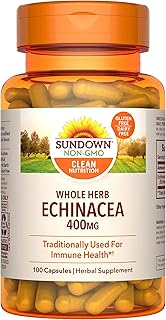 Sundown Echinacea Herbal Supplement 400mg Capsules for Immune Support, Non-GMO, Gluten-Free, Dairy-Free, 100 Count