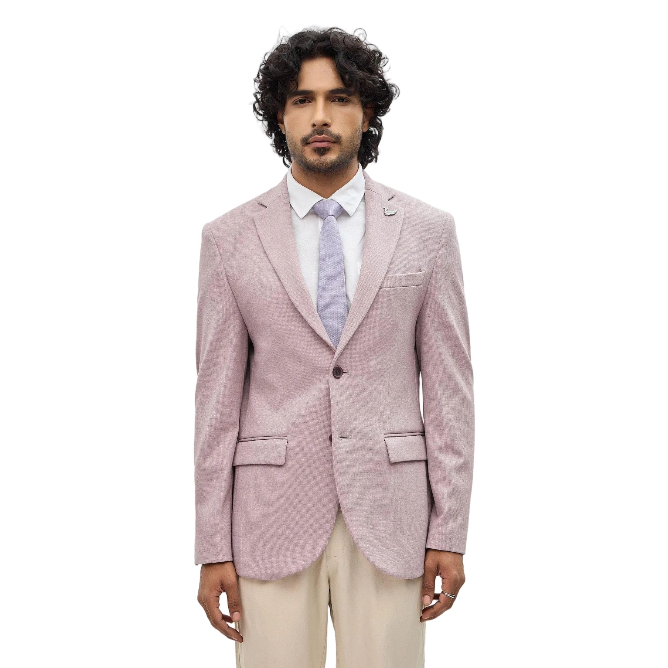 blackberrys Men's Pink Textured Slim-Fit Blazers |Office Wear-picture-29