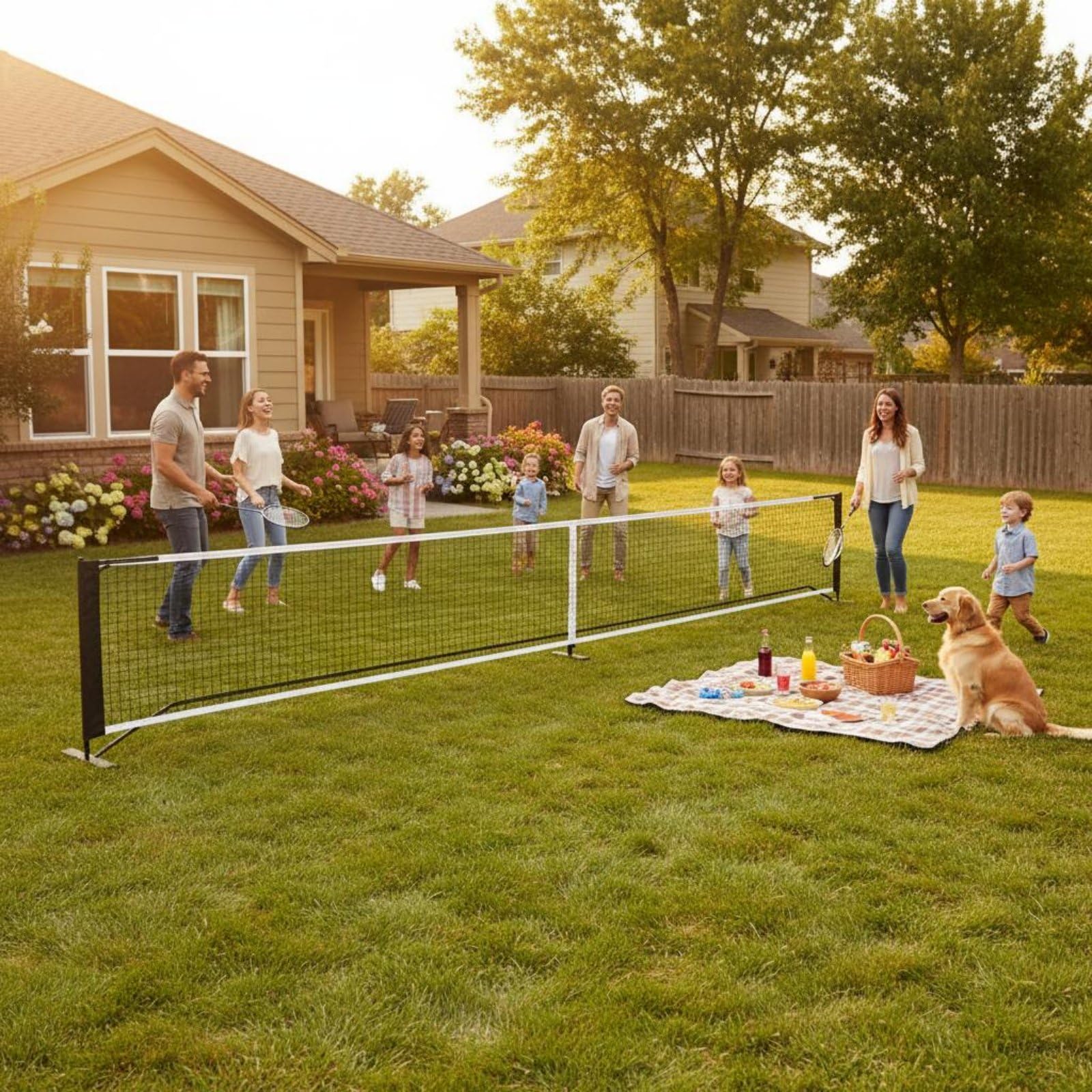 Qianly Rete da Pickleball Portatile Rete da Allenamento Rete Attrezzatura Sportiva con Telaio Smontabile Base Allargata in Poliestere Pe Metallo Adatta per Parchi Palestre Campi Comunitari